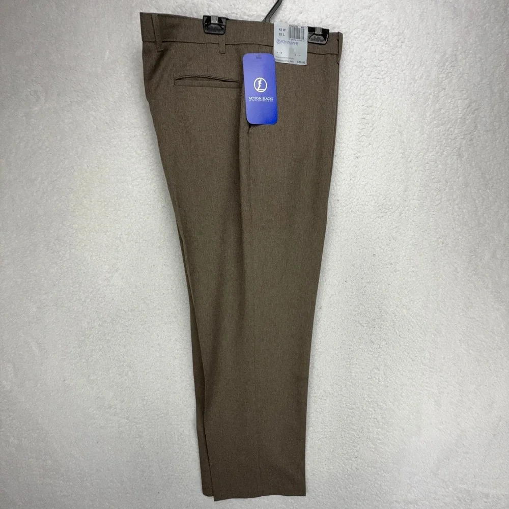 Levi‎ Strauss Action Slacks Mens 42x32 Brown Polyester Dress Pants 476902725 NWT
